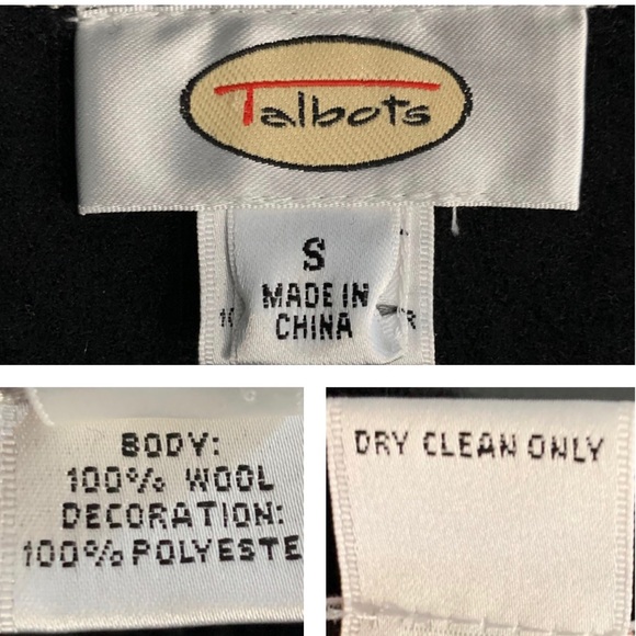 Talbots Black Wool Zipper Jacket Cream Swirl - Picture 7 of 8